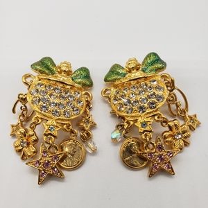Kirks Folly Clip Style Shamrock Earrings